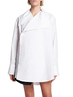 Oversized Collar Cotton Asymmetric Shirt