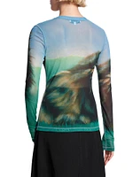 Mesh Graphic Long-Sleeve T-Shirt