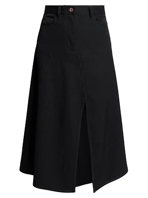 Cotton Asymmetric Midi-Skirt