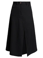 Cotton Asymmetric Midi-Skirt