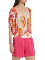 Frances Floral Plissé Drawstring Top