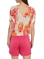 Frances Floral Plissé Drawstring Top