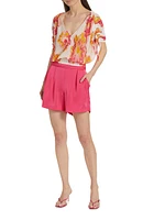 Frances Floral Plissé Drawstring Top