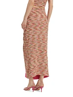 Mable Chevron Ruched Midi-Skirt