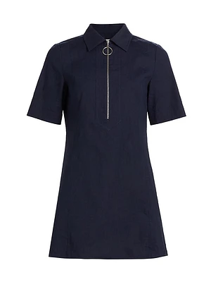 Tunechi Linen-Blend Zip Minidress