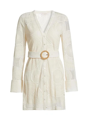 Teresa Embroidered Belted Minidress