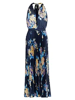 Moderniste Floral Plissé Halter Gown