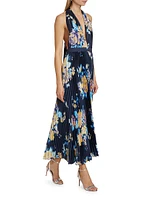 Moderniste Floral Plissé Halter Gown