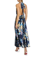 Moderniste Floral Plissé Halter Gown