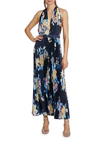 Moderniste Floral Plissé Halter Gown