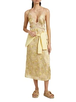 Roya Floral Silk Slip Midi-Dress