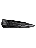 Lina Python-Embossed Pointed Flats