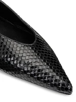 Lina Python-Embossed Pointed Flats