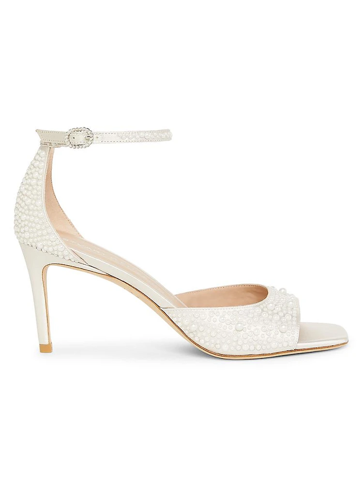 Bliss 75MM Imitation-Pearl-Embellished Satin Sandals