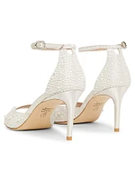 Bliss 75MM Imitation-Pearl-Embellished Satin Sandals