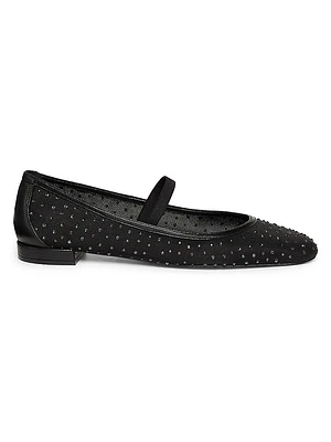 Arabella Crystal-Embellished Mesh Flats