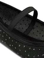 Arabella Crystal-Embellished Mesh Flats