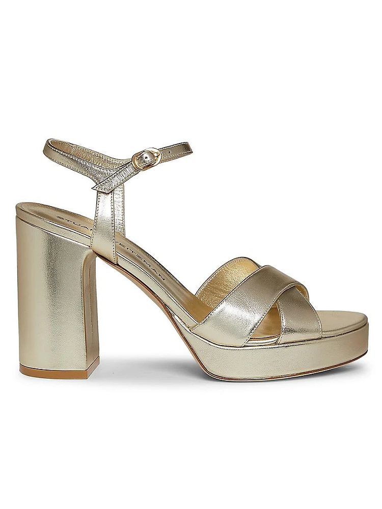 Dayna 100MM Metallic Leather Platform Sandals