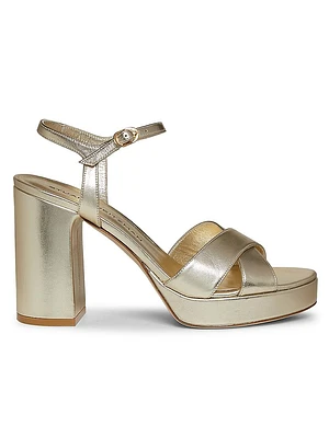 Dayna 100MM Metallic Leather Platform Sandals