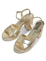 Dayna 100MM Metallic Leather Platform Sandals