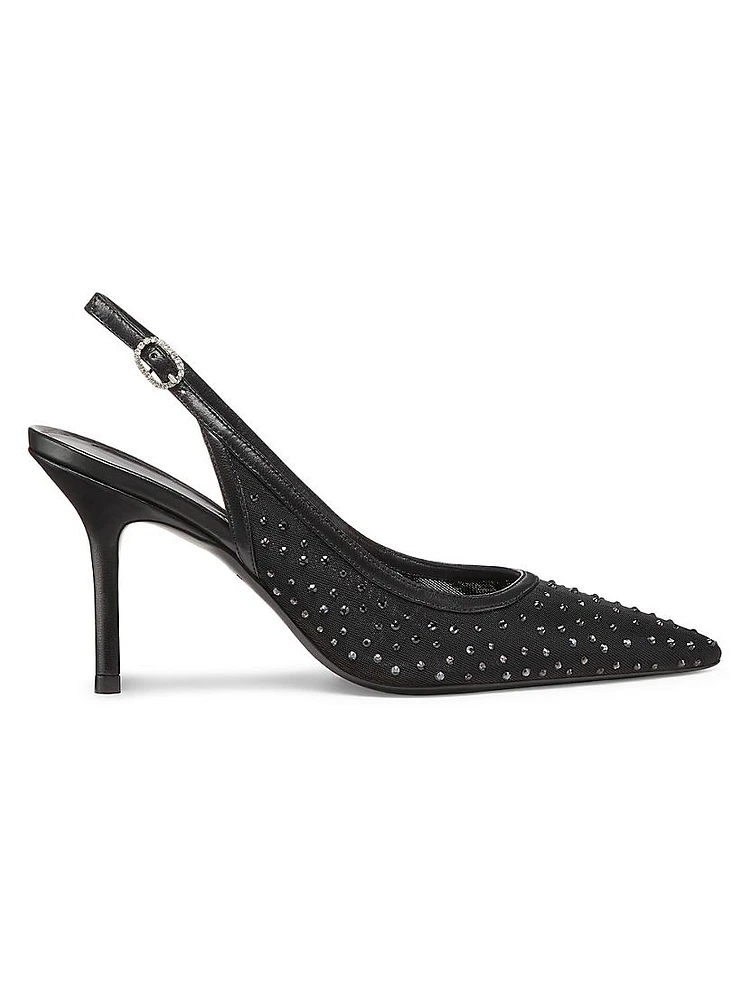 Emilia Mesh Crystal-Embellished Slingback Pumps