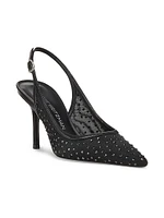 Emilia Mesh Crystal-Embellished Slingback Pumps