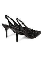 Emilia Mesh Crystal-Embellished Slingback Pumps