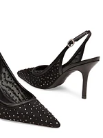 Emilia Mesh Crystal-Embellished Slingback Pumps