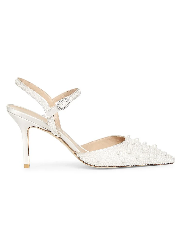 Bliss 85MM Pearl-Embellished Satin Pumps