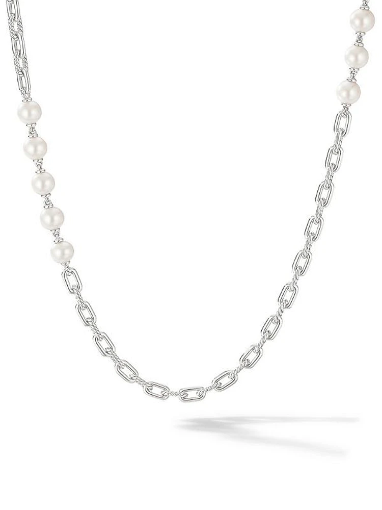 Madison Pearl Chain Necklace in Sterling Silver with Pearls