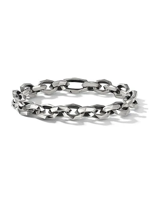 Torqued Faceted Chain Link Bracelet in Sterling Silver