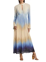 Calina Ombré Plissé Midi-Dress