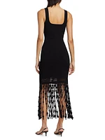 Signa Lattice Fringe Midi-Dress