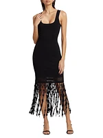 Signa Lattice Fringe Midi-Dress