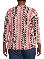 Pixel Sunset 4-Way Linen-Blend Cardigan