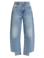 Long Barrel Inseam Step-Hem Jeans