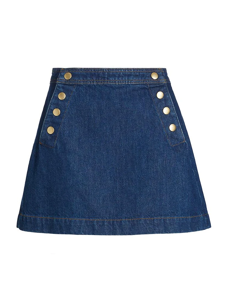 Sailor Snap Denim Miniskirt