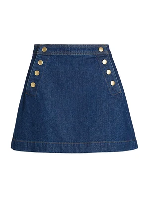 Sailor Snap Denim Miniskirt