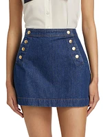 Sailor Snap Denim Miniskirt