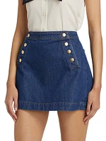 Sailor Snap Denim Miniskirt