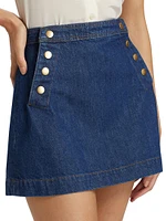 Sailor Snap Denim Miniskirt