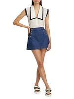 Sailor Snap Denim Miniskirt