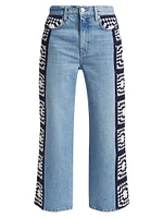 Le Jane Crocheted Crop Wide-Leg Jeans