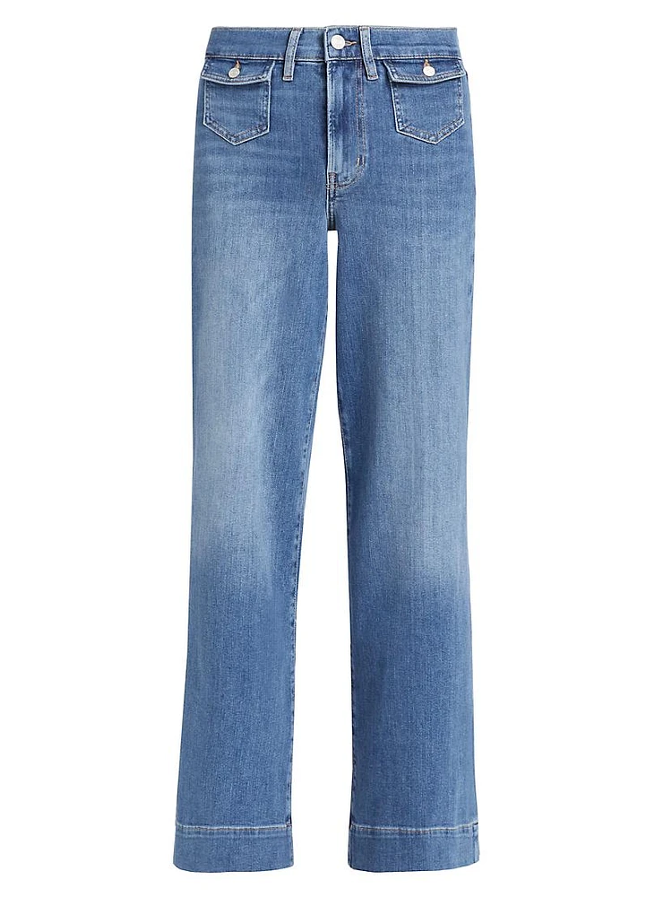 Patch-Pocket Slim Palazzo Jeans