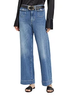 Patch-Pocket Slim Palazzo Jeans