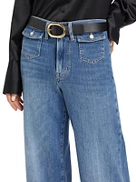 Patch-Pocket Slim Palazzo Jeans