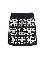 Crochet Tassel Drawstring Miniskirt