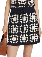 Crochet Tassel Drawstring Miniskirt