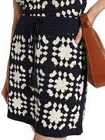 Crochet Tassel Drawstring Miniskirt