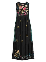 Celina Embroidered Tiered Midi Dress